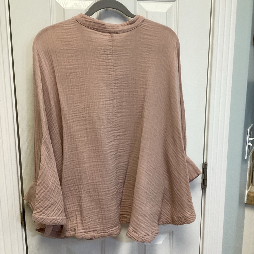 Free people women’s SZ S oversized poncho dusty pink boho top blouse - Picture 2 of 10